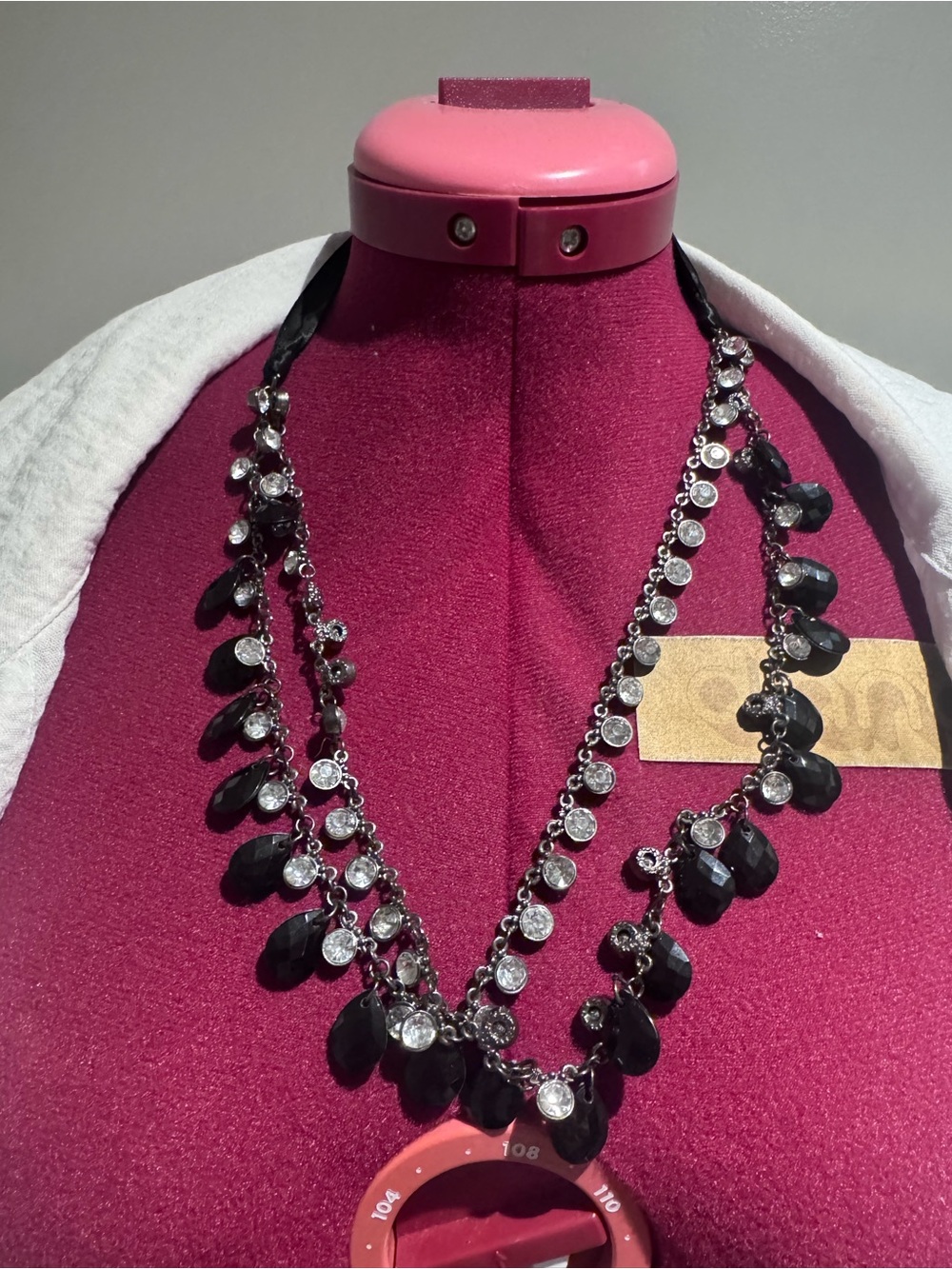 Elegant Black Crystal Drop Necklace